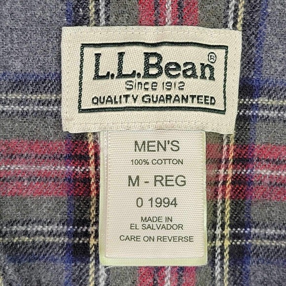 Vintage LL Bean Night Shirt Adult Medium Red Plaid Sleep Gown Flannel Mens PJs - Picture 5 of 10